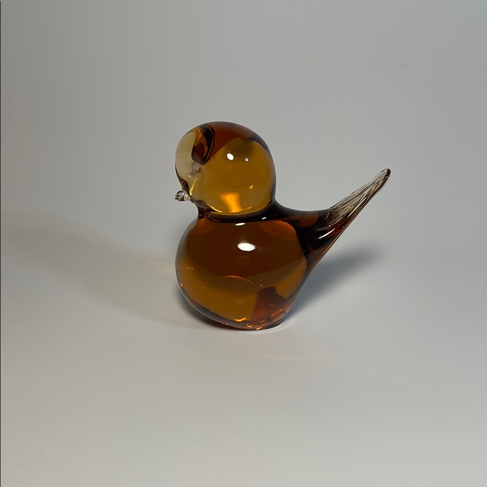Vintage Amber Glass Bird Figurine Hand Blown Sweden